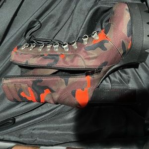 Combat high heel boots